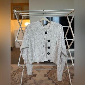 Free People Bonfire Sweater, Cable knit Sweater, Size S, White/Cream